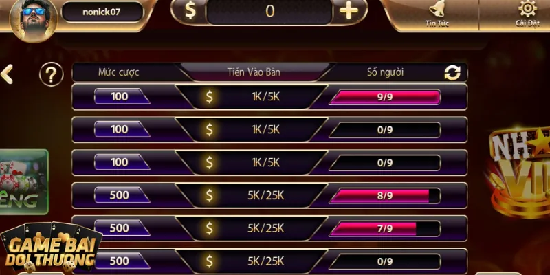 Gợi ý top game bài đổi thưởng Nhatvip 2025 uy tín 3 Chọn bàn cược khi chơi game bài đổi thưởng