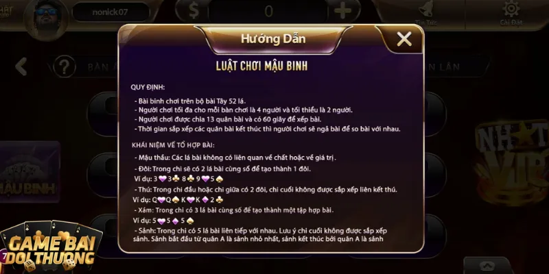 Gợi ý top game bài đổi thưởng Nhatvip 2025 uy tín 2 Mậu binh rất hợp cho ai muốn thử tài trí tuệ